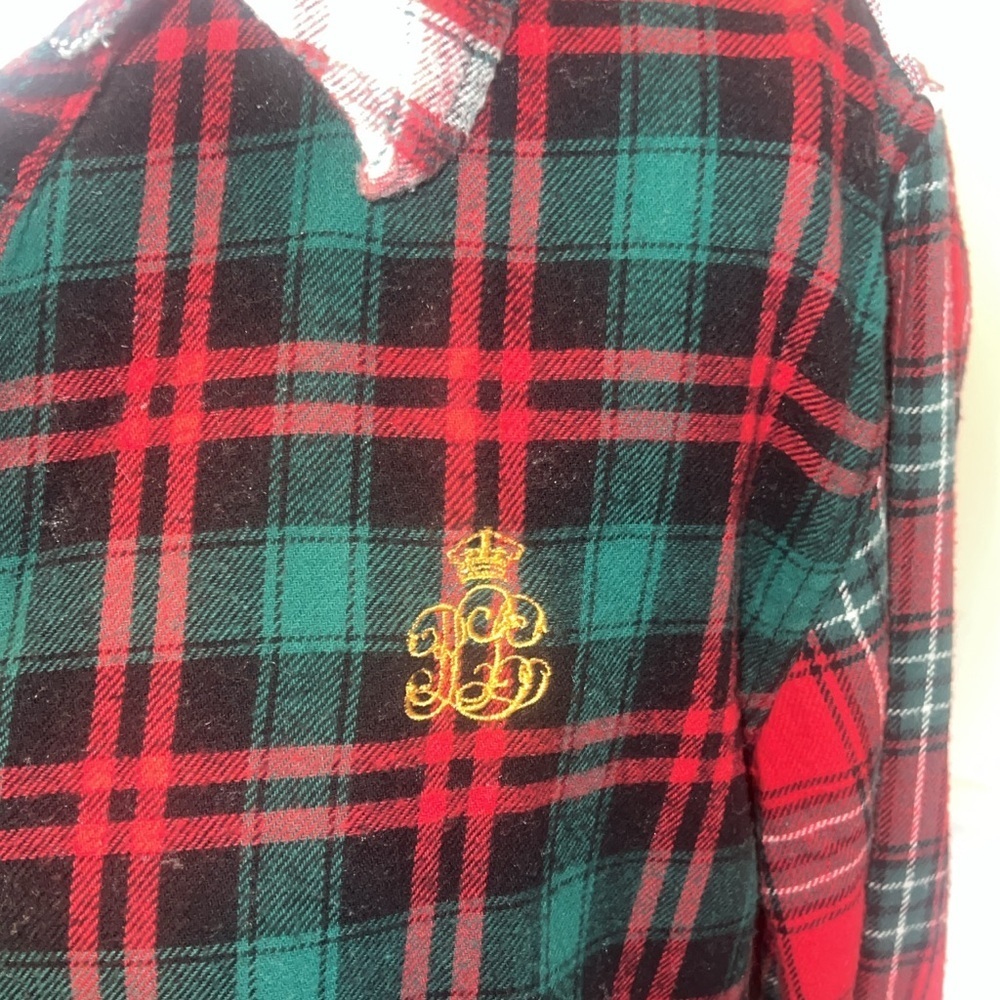 Ralph Lauren Red and Green Plaid Button-Down Shirt Dress - Picture 3 of 7